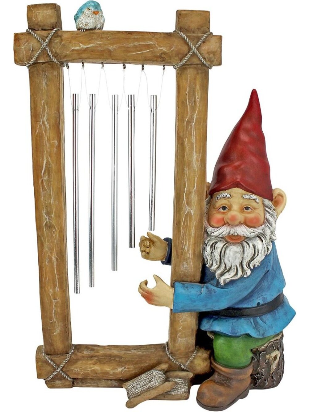 Charming Garden Gnome Statue - Colorful Lawn Decor - Whimsical Ringing Chimes